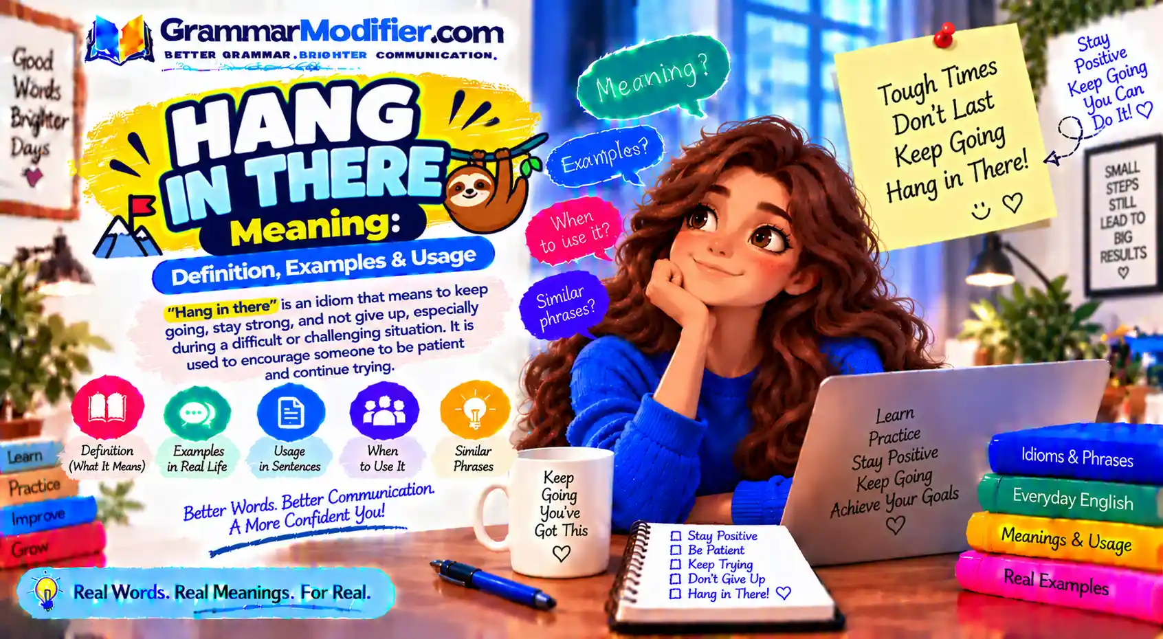 Hang in There Meaning: Definition, Examples & Usage